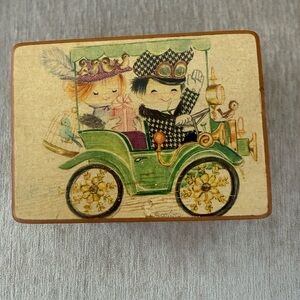 VTG Reuge ANRI Ferrandiz Swiss Music jewelry wood Box Yellow Bird Boy Girl Car